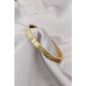 Clariss Çelik Gold Renk Zirkon Taşlı Cartier Bileklik