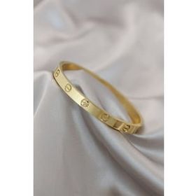 Clariss Çelik Gold Renk Zirkon Taşlı Cartier Bileklik