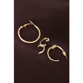 Clariss Düğüm Model Altın Renk Metal Çoklu Küpe