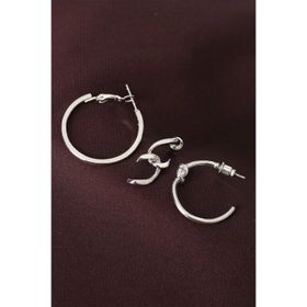 Clariss Düğüm Model Gümüş Renk Metal Çoklu Halka Küpe