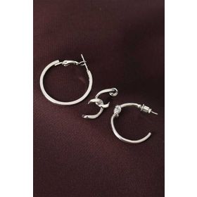 Clariss Düğüm Model Gümüş Renk Metal Çoklu Halka Küpe