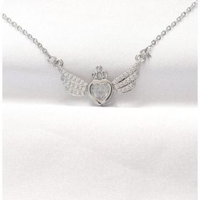 Clariss EBJ240521W24269 316L Çelik Silver Renk Zirkon Taşlı Kalpli Kanat Kolye