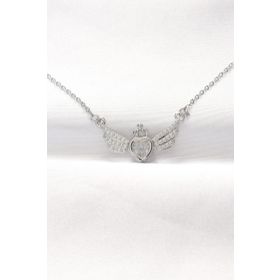 Clariss EBJ240521W24269 316L Çelik Silver Renk Zirkon Taşlı Kalpli Kanat Kolye