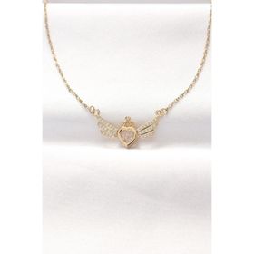 Clariss EBJ240521W24270 316L Çelik Gold Renk Zirkon Taşlı Kalpli Kanat Kolye