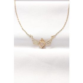 Clariss EBJ240521W24270 316L Çelik Gold Renk Zirkon Taşlı Kalpli Kanat Kolye