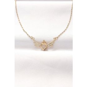 Clariss EBJ240521W24270 316L Çelik Gold Renk Zirkon Taşlı Kalpli Kanat Kolye