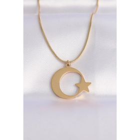 Clariss EBJ240601W24675 316L Çelik Zincir Gold Renk Ay Yıldız Unisex Kolye
