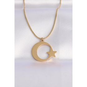 Clariss EBJ240601W24675 316L Çelik Zincir Gold Renk Ay Yıldız Unisex Kolye