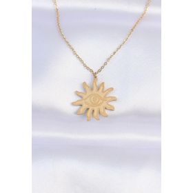 Clariss EBJ240613W24932 316L Çelik Zincir Gold Renk Göz Güneşi Tasarımlı Kolye