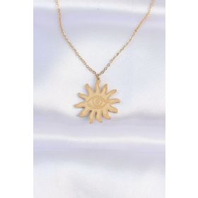 Clariss EBJ240613W24932 316L Çelik Zincir Gold Renk Göz Güneşi Tasarımlı Kolye
