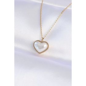 Clariss EBJ240613W24935 316L Çelik Zincir Gold Renk Beyaz Taşlı Bubble Kalp Kolye