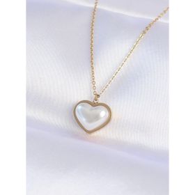 Clariss EBJ240613W24935 316L Çelik Zincir Gold Renk Beyaz Taşlı Bubble Kalp Kolye