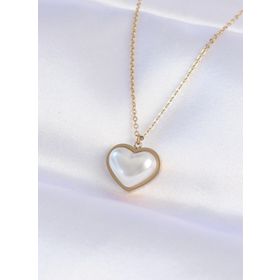 Clariss EBJ240613W24935 316L Çelik Zincir Gold Renk Beyaz Taşlı Bubble Kalp Kolye