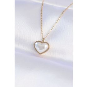 Clariss EBJ240613W24935 316L Çelik Zincir Gold Renk Beyaz Taşlı Bubble Kalp Kolye