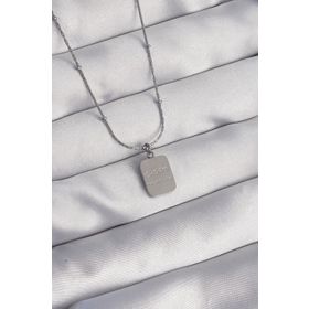 Clariss EBJ240807W25504 316L Çelik Gümüş Renk Kare Charm Model Kolye