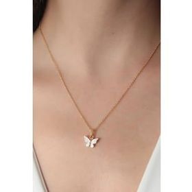 Clariss Gold Beyaz Renk Kelebek Figür Kadın Kolye