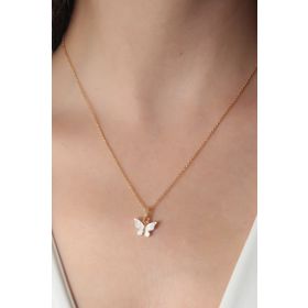 Clariss Gold Beyaz Renk Kelebek Figür Kadın Kolye