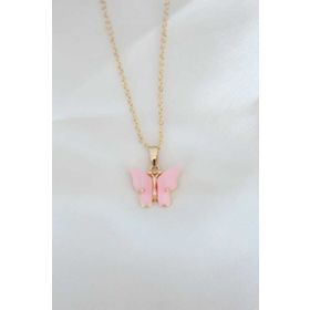 Clariss Gold Kaplama Pembe Sedefli Kelebek Kolye