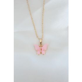 Clariss Gold Kaplama Pembe Sedefli Kelebek Kolye
