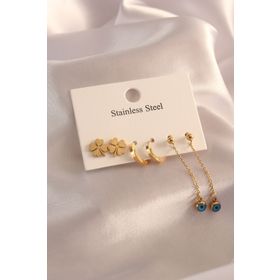 Clariss Gold Renk Çelik Sallantı Kadın Küpe