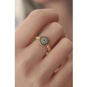Clariss Gold Renk Nazar Boncuk Figür Zirkon Taş Detay Kadın Yüzük
