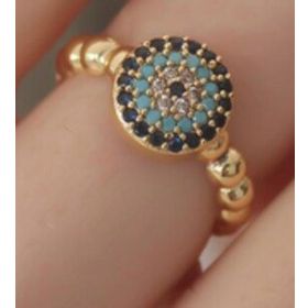 Clariss Gold Renk Nazar Boncuk Figür Zirkon Taş Detay Kadın Yüzük