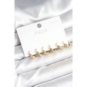 Clariss Gold Renk Pirinç Sarmal Model 925 Ayar Gümüş Çivili Kadın Küpe Seti