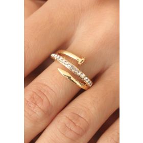 Clariss Gold Renk Taşlı Çivi Ayarlanabilir Kadın Yüzük