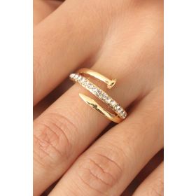 Clariss Gold Renk Taşlı Çivi Ayarlanabilir Kadın Yüzük