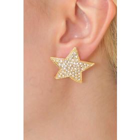Clariss Gold Renk Yıldız Model Zirkon Taşlı Kadın Küpe