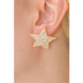 Clariss Gold Renk Yıldız Model Zirkon Taşlı Kadın Küpe