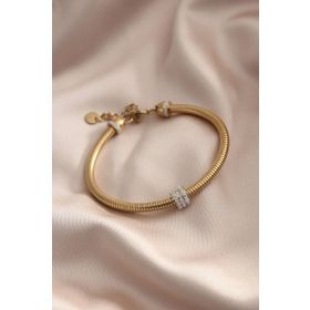 Clariss Gold Renk Zirkon Taşlı Çelik Kadın Bileklik