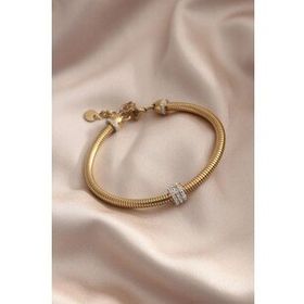 Clariss Gold Renk Zirkon Taşlı Çelik Kadın Bileklik