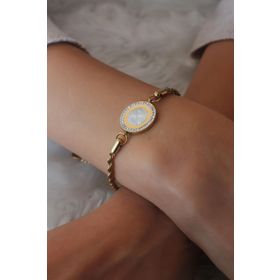 Clariss Gold Renk Zirkon Taşlı Çelik Kadın Bileklik