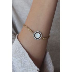 Clariss Gold Renk Zirkon Taşlı Çelik Kadın Bileklik