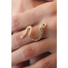 Clariss Gold Renkli Metal Zirkon Taşlı Çarpı Model Ayarlanabilir Kadın Yüzük