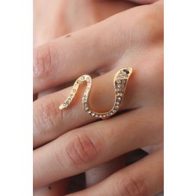 Clariss Gold Renkli Metal Zirkon Taşlı Çarpı Model Ayarlanabilir Kadın Yüzük