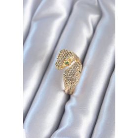 Clariss Gold Renkli Metal Zirkon Taşlı Çarpı Model Ayarlanabilir Kadın Yüzük