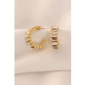 Clariss Zirkon Taşlı Gold Kadın Küpe