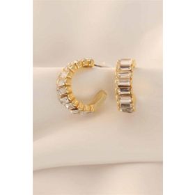 Clariss Zirkon Taşlı Gold Kadın Küpe