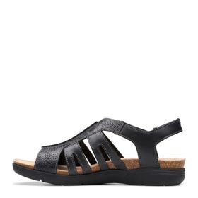 Clarks April Belle Düz Siyah Deri Kadın Sandalet