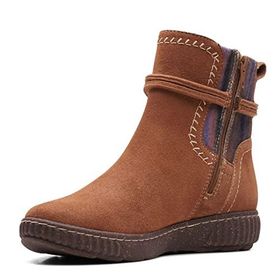 Clarks Caroline Lily Mid Calf Dark Tan Suede Kadın Bot