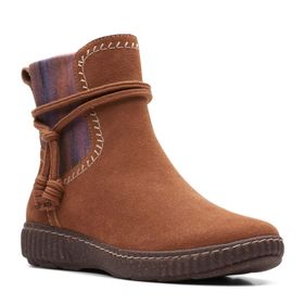 Clarks Caroline Lily Mid Calf Dark Tan Suede Kadın Bot