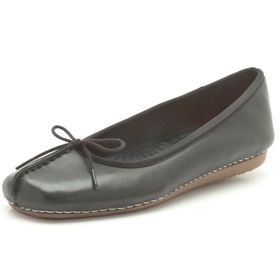 Clarks Freckle Ice Schwarz Black Leather Düz Kadın Balerin Ayakkabı