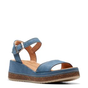 Clarks Kassandra Zambak Mavi Nubuk Kadın Dolgu Sandalet