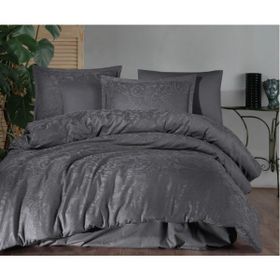 Clasy Arven Antrasit Jakarlı Pamuk Saten 200x200 cm Çift Kişilik Nevresim Takımı
