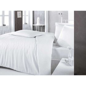 Clasy Beyaz Çizgili Saten Çift Kişilik 200 x 220 cm Nevresim Takımı