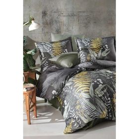 Clasy Botanica V1 Yeşil Saten 200 x 220 cm Çift Kişilik Nevresim Takımı