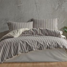 Clasy Butik Native Madras v1 Gri Çift Kişilik Nevresim Takımı