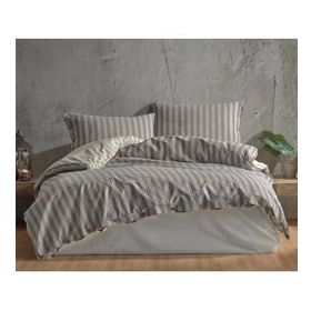 Clasy Butik Native Madras v1 Gri Çift Kişilik Nevresim Takımı